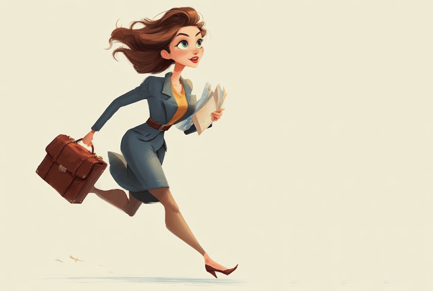 Kontorsmedarbetare skyndar till nästa möte