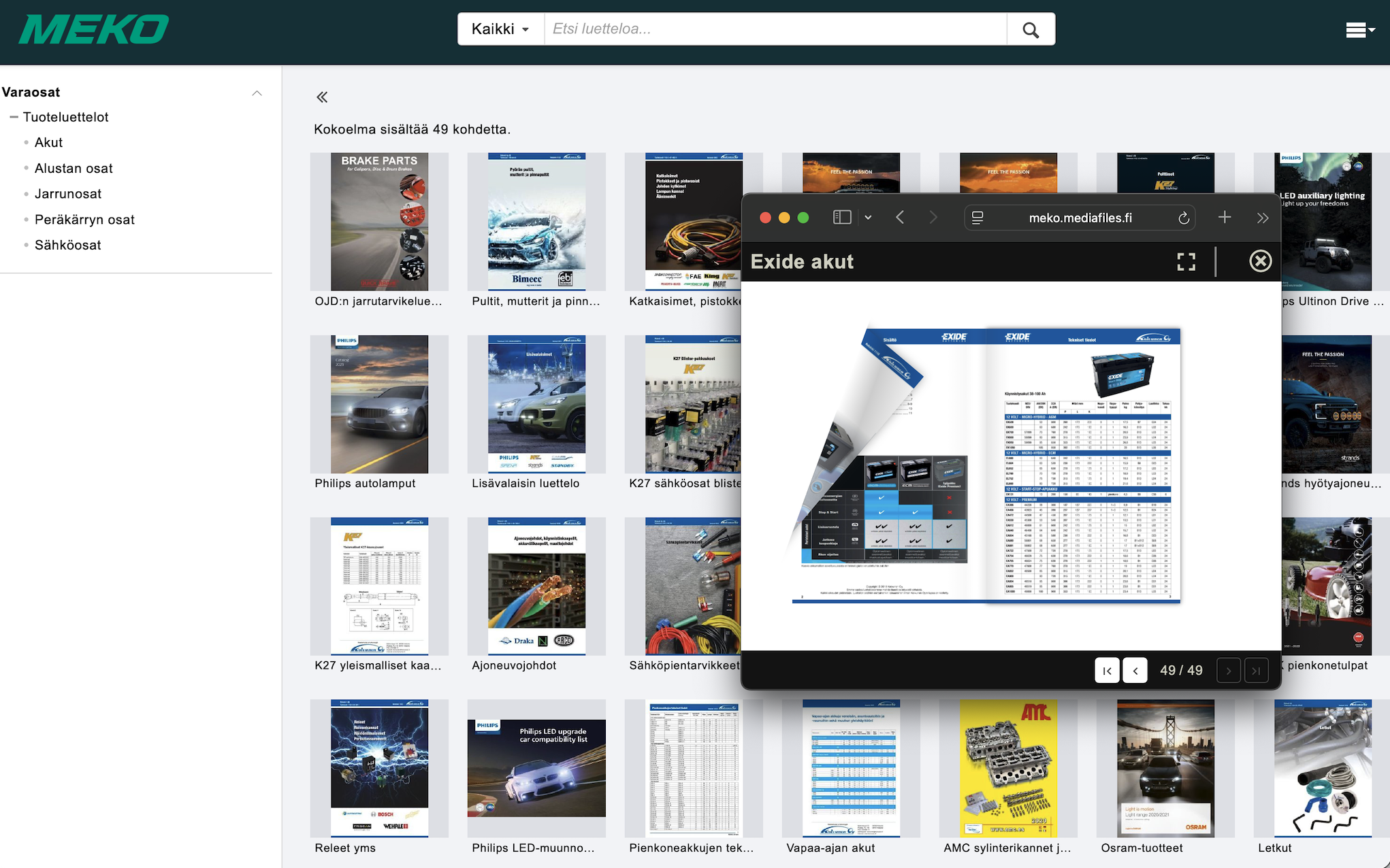MEKO-tuoteluettelo navigoitavassa galleriassa