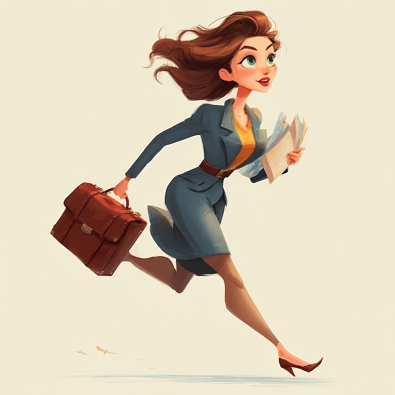 Office worker in rush